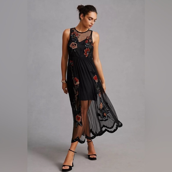 Anthropologie Dresses & Skirts - NWT Anthropologie Not So Serious By Pallavi Mohan Midnight Garden Maxi Dress 0